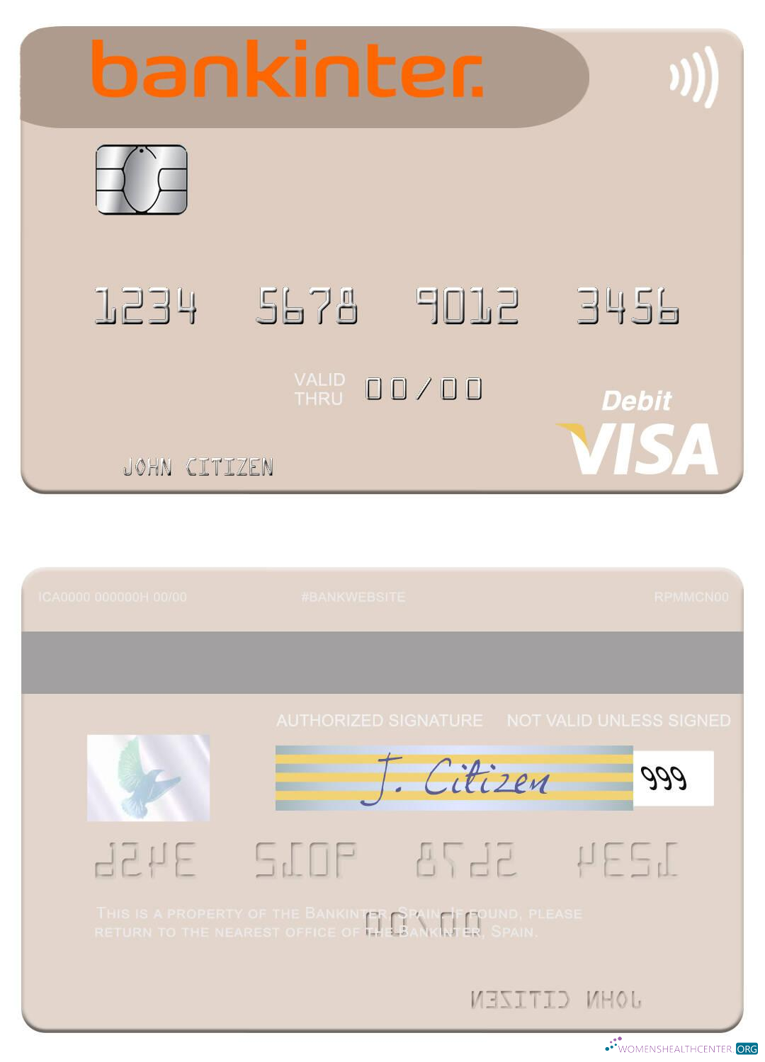 Download Spain Bankinter visa debit card Photoshop template